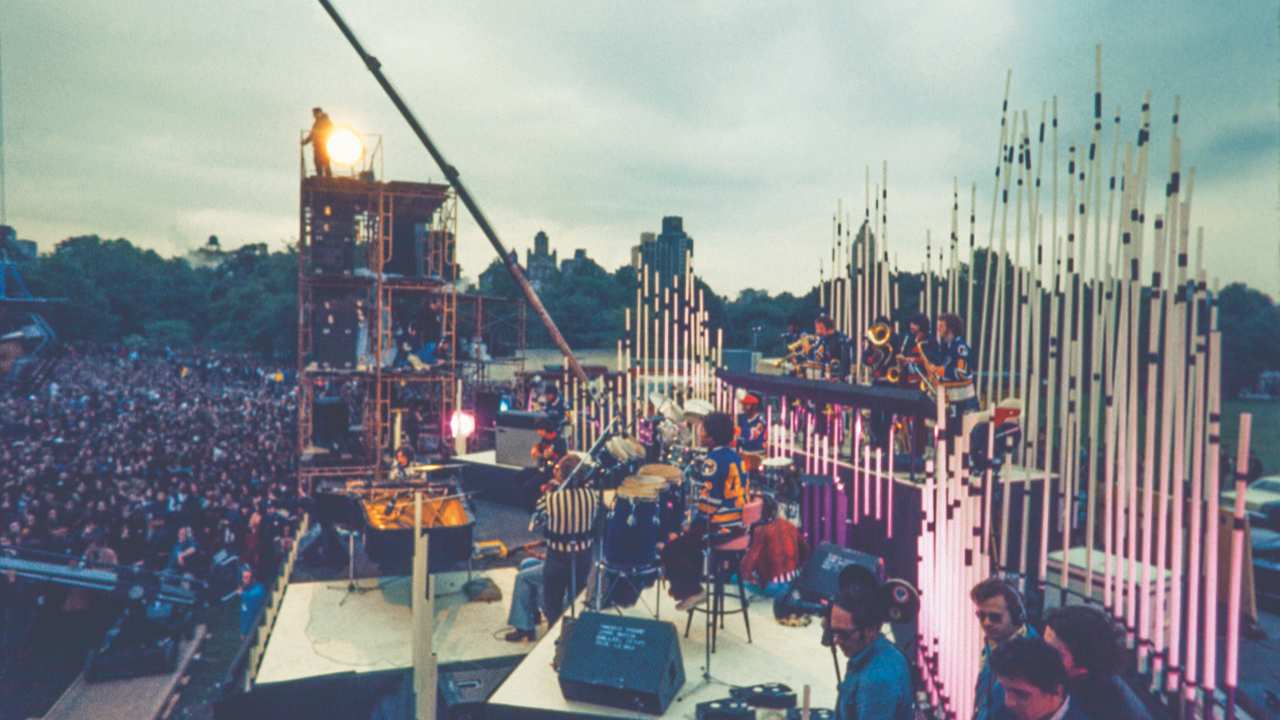 a stage with musicians